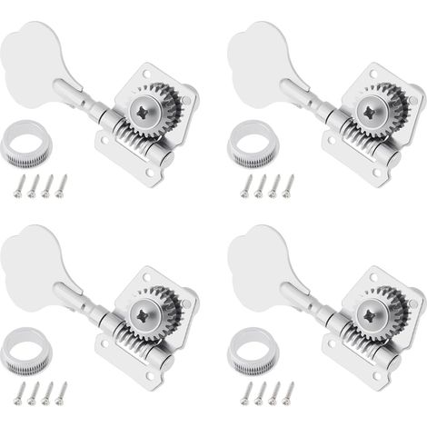 Set of 4 straight-gear tuners for electric bass, 14 mm (9/16") chrome holes (1/5)