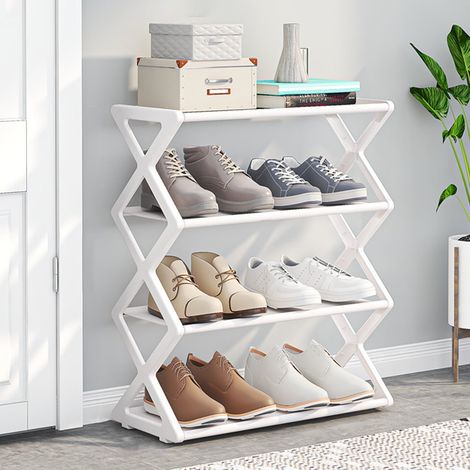 Porte-Chaussures X - 4 Niveaux - Pliable - Structure Métallique - Pour Entrée Garage Chambre - 49,5 x 42 x 18,5 cm - 1 Pièce (1/5)