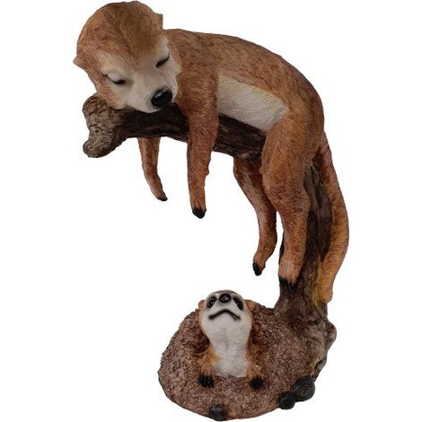 Dekofigur Erdmännchen schlafend 36 x 28 cm braun beige Skulptur