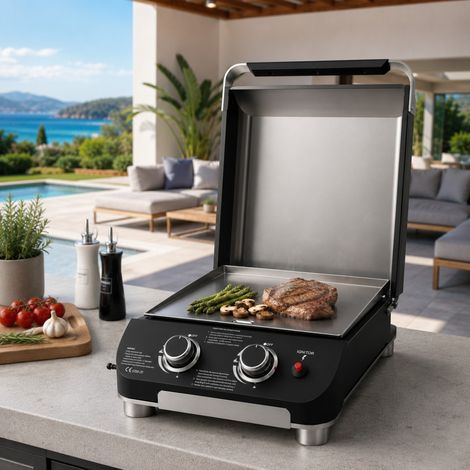 Piastra a gas 2 fuochi da appoggio Manaus, griglia di cottura in acciaio inox 36x35 cm, 5 kw (1/3)