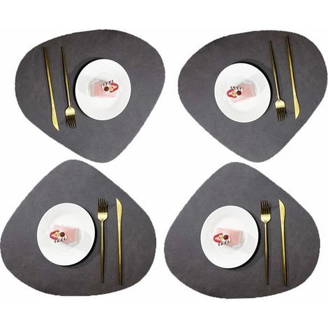 Leather Placemats - Round - Washable - Non-Slip - Set of 4
