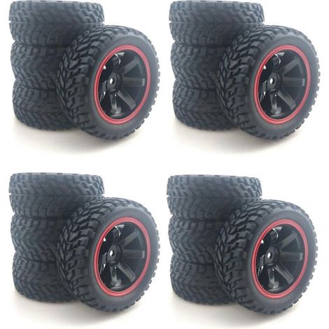 16 pneus et jantes en caoutchouc de 75 mm compatibles avec les voitures de rallye 1:10 et compatibles avec les motos de route Kyosho Tamiya HSP 94123 I à l'échelle 1/10. (1/5)