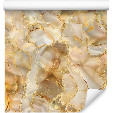 Carta da parati color oro inchiostro, crema e beige per soggiorno e camera da letto, 50x1000 cm (1/5)