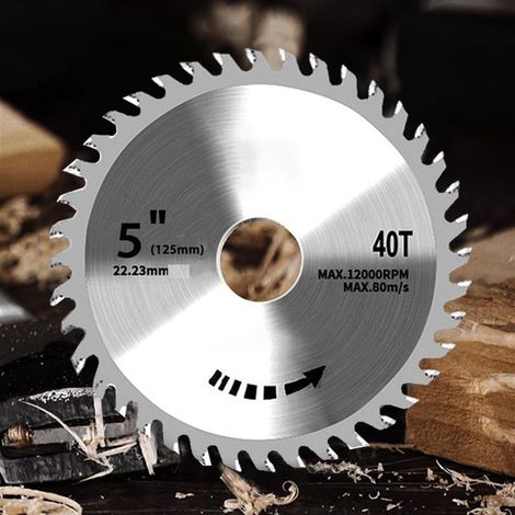 Soavoa Lame Scie Circulaire 125mm 40 Dents Carbure Bois Dur Alésage 22.23mm Vitesse 12000 tr/min (1/5)
