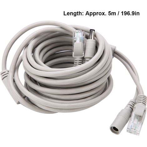 5M/10M/15M/20M RJ45 + DC Ethernet CCTV-Kabel für IP-Kameras, NVR-System, 10Mbps/100Mbps (5M) (1/5)