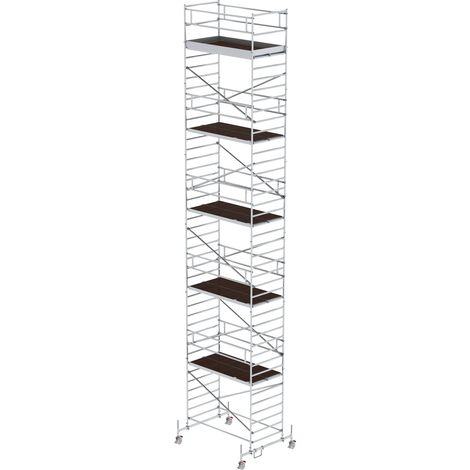 Günzburger Steigtechnik Echafaudage roulant 1,35 x 2,45 m avec embase roulante & double plate-forme Hauteur de plate-forme 11,45 m - 174136