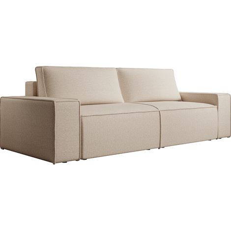Canapé 4 places convertible en tissu texturé beige AMELIA (1/5)