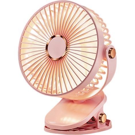 Mini ventilateur rose à pince, 5 vitesses de ventilation, rotation à 720° (1/5)