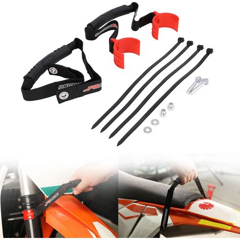 Sangle Moto Sangle Secours Dirt Bike Avant Arrière Universelle Orange Corde de Remorquage, Position Avant et Arrière, Usage Dirt Pit Bike Motocross Enduro (1/5)