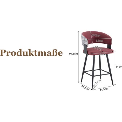 Silla de comedor, con reposabrazos, acolchada, 46 x 47 x 94,5 cm, rojo (1/5)