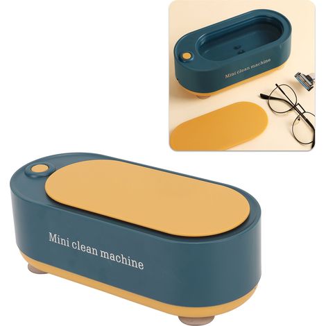 Nettoyeur Ultrasonique Portable Mini pour Bijoux, Lunettes, Coins et Objets Délicats  ABS, Noir Vert, 240g, avec Boîte Lentilles (1/5)
