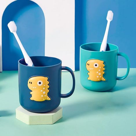 Lot de 2 gobelets à brosse à dents pour enfants En plastique Motif dinosaure Sans perçage Durable Pour la maison les voyages et le (1/4)