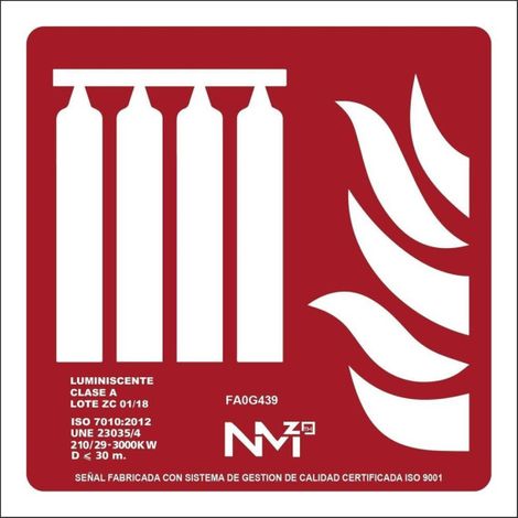 Señal de emergencia batería de extinción de incendios fija luminiscentes SEKURECO                         420 x 420 mm                          CLASE B (PVC 0'7mm) (1/2)