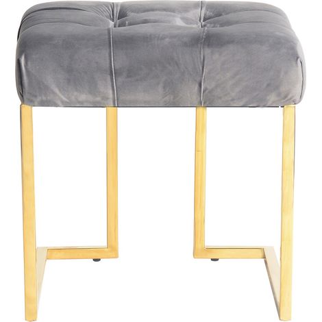 Pouf quadrato Rarity in velluto grigio e acciaio dorato (1/3)