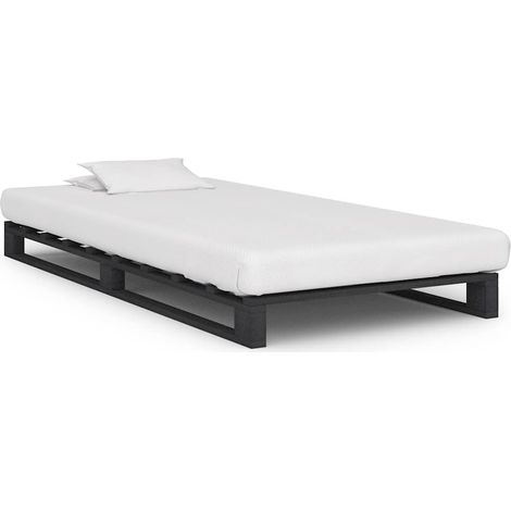 Estructura de cama de palets madera maciza pino gris 90x200cm (1/5)