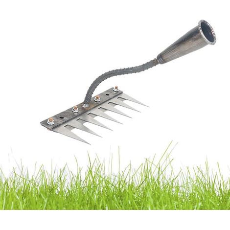 Rastrello in ferro per il controllo delle erbacce in giardino. Rastrello multifunzionale e rimovibile per il controllo delle erbacce e il miglioramento del terreno. (1/5)