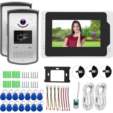 7,62 cm (3 pouces) Sonnette Vidéo WiFi 1080P avec 2 Platines Extérieures Écran TFT, Vision Nocturne, Antipluie, Compatible TUYA 100-240V Prise AU (1/5)