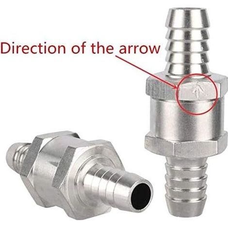 2 Pièces Clapet Anti-Retour 8MM Valve de Carburant en Alliage d'Aluminium Non Retour Clapet Anti-Retour pour Essence Diesel Carburateur Systèmes de Carburant à Basse Pression (8MM) (1/5)