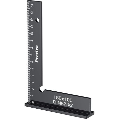 Equerre Menuisier, Preciva 150x100mm Aluminium Précision Angle Droit Bloc Règle avec Échelle, Fausse Equerre Charpentier Metal pour Machines Mettre en Place et Laboratoire Utilisation (1/5)
