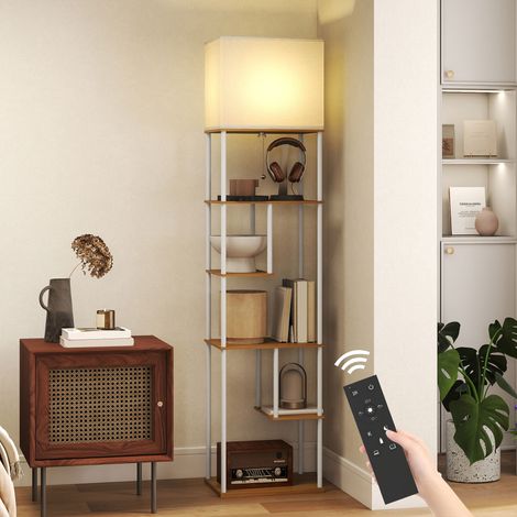 Lampe sur pied avec étagères Températures de couleur ajustable 3000K-6500K Télécommande Ampoule E27 Naturel (1/5)