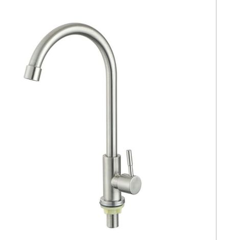 Ecleanfy - Robinet en acier inoxydable, robinet d'eau froide simple, robinet vertical pour salle de bain, robinet pour cuisine, 1 pièce (1/2)