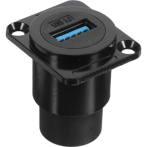 Coupleur USB 3.0 Noir en PC et Métal, Adaptateur à Montage sur Panneau avec Fonction Anti-Ultraviolet, Convient pour Installation Industrielle (1/5)