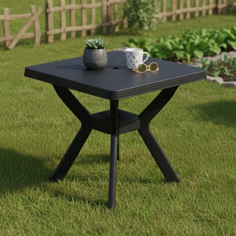 Mesa para Exterior Normandy, 4 Plazas, Máx. 79 cm Made in Italy, Acabado Suave, 79x79x72h cm Negro Antracita (1/3)