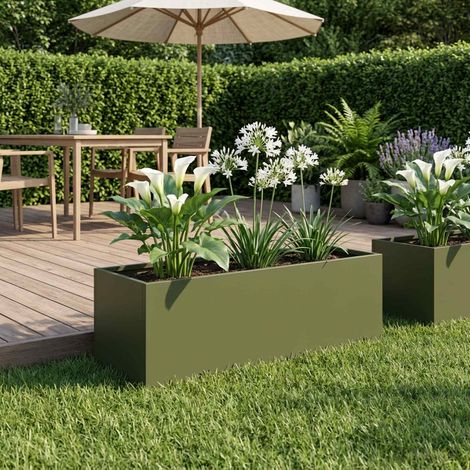 vidaXL Macetero de Jardín Verde oliva 40 x 20 x 20 cm (1/5)