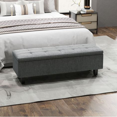 Banco tapizado con almacenaje gris oscuro OKMYHOME (1/5)