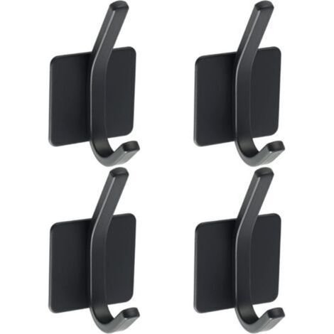 4 Pcs Adhesive Hooks SUS 304 Stainless Steel Adhesive Wall Hooks Black Wall Mounted Coat Hooks Towel Hooks for Bathroom or Kitchen (1/5)