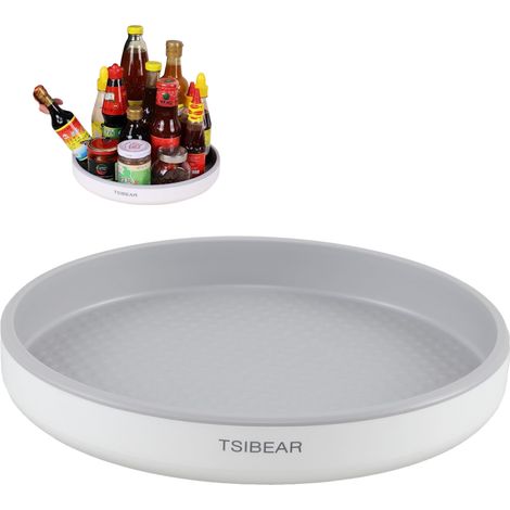 Plateau tournant Lazy Susan, organiseur rotatif à 360°, en plastique, pour rangement cuisine/placard/salle de bain, gris, 30 cm (1/4)