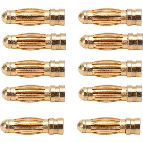 Lot de 10 connecteurs banane en cuivre plaqué or, mâles/femelles, 3 mm, pour maquettes d'avions (1/5)