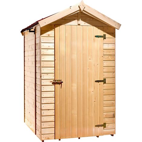 Habrita – Abri de jardin bois ED1419WC 120x160cm – Épicéa massif non traité – Double pente – Plancher inclus – Plaques ondulées bitumées