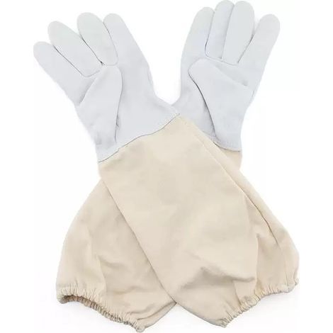 Gants Apiculture - Cuir Chevreau - Manchettes Allongées - Résistants Aux Piqûres - Taille Unique - Blanc (1/5)