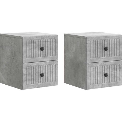 Wall-Mounted Bedside Cabinet with Drawer 2 pcs Concrete Grey vidaXL