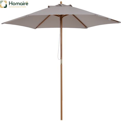 HOMAIRE Sonnenschirm Gartenschirm 3-stufig Bambus Polyester Grau