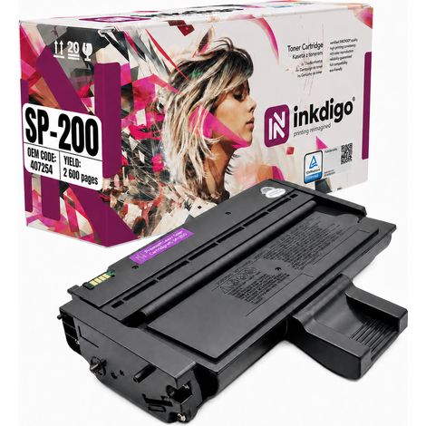 Tóner Inkdigo 407254 compatible con Ricoh Aficio SP201 SP212nw SP211 SP201n con certificación TÜV. (1/5)