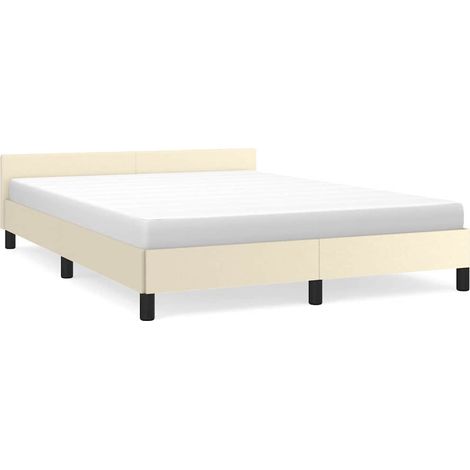 Bed Frame with Headboard without Mattress Cream 140x190 cm vidaXL (1/5)