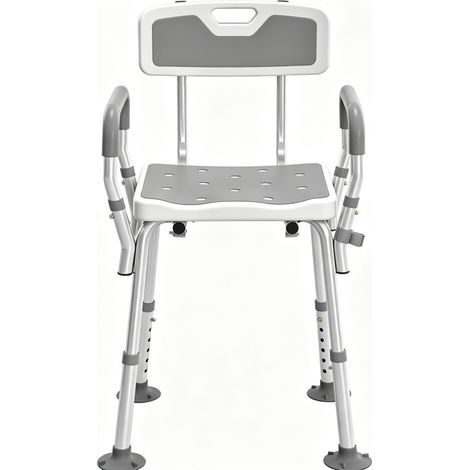 Sedia da doccia 56,5x53,5x74-87 cm in alluminio grigio salvaspazio FloraGrace (1/5)