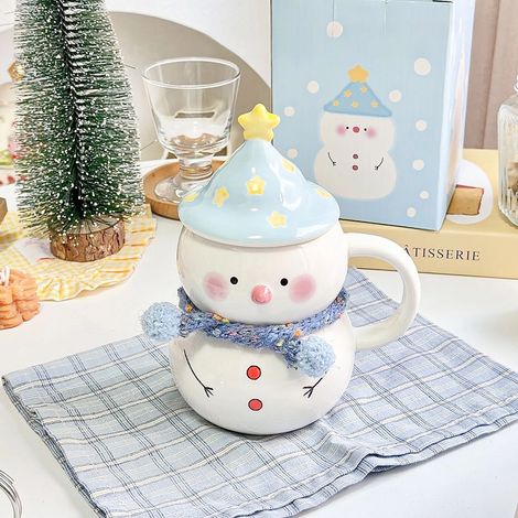 Mug en céramique bonhomme de neige de Noël, gourde grande capacité, cadeau de Noël