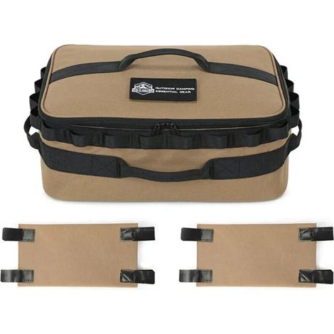 Table de camping IGT portable, en acier inoxydable noirci, avec combinaison libre et amovible, réchaud de camping portable. (1/5)
