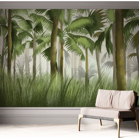 Selbstklebend Tapete - abwaschbar - Raumgestaltung Schlafzimmer Wohnzimmer Tapete Tropischer Wald 312x219 cm (1/5)