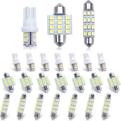 Ampoules LED pour voiture. lot de 24 LED combinées. pour éclairage intérieur de voiture. plafonnier. coffre. plaque d'immatriculation. etc. (blanc) (1/5)