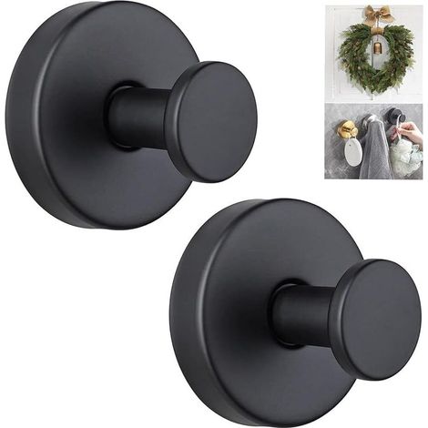 Support de couronne à ventouse, crochets de suspension de 6,8 kg, support de couronne à ventouse étanche pour fenêtres (noir, 2) (1/5)