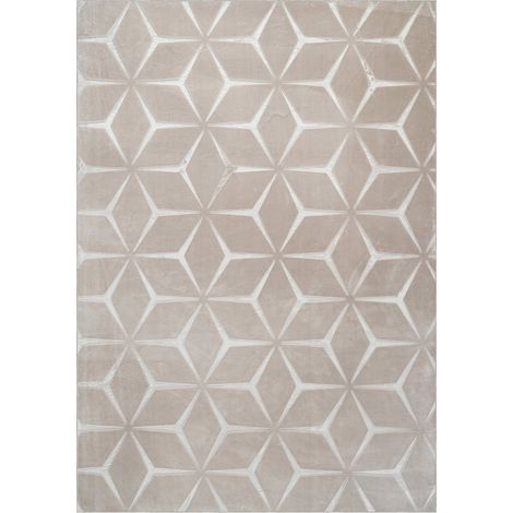 Tapis beige géométrique en relief - 80 x 150 cm (1/5)