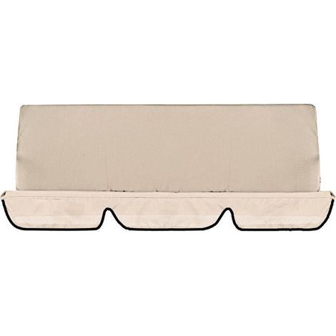 Fodera per cuscino altalena, 3 posti, ricambio per lettino da giardino, pieghevole, robusta, rivestimento argento 190T, beige (1/5)