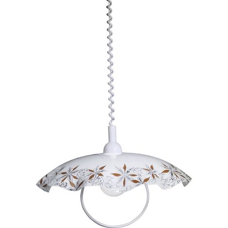 Saliscendi D45 1xE27 Montatura Bianca Vetro Lastra Bianco E-Energy Brigitta (1/2)