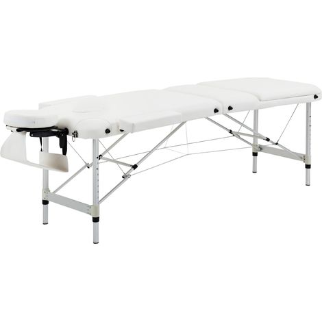 Lettino da massaggio pieghevole regolabile in altezza con cuscino, alluminio e plastica, bianco, 215x60x61-84 cm (1/5)