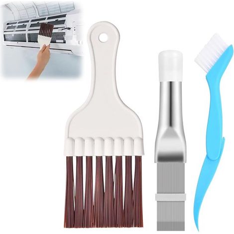 Lot de 3 peignes pour condenseur - Nettoyeurs d'ailettes de climatisation, brosses, kit de nettoyage professionnel pour condenseurs, ailettes métalliques argentées (1/5)