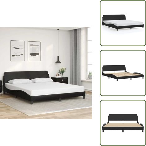 Cadre de lit sans matelas noir 180x200 cm similicuir - Cadre De Lit - Lit Double - Lit Noir - Similicuir - Design Moderne (1/5)